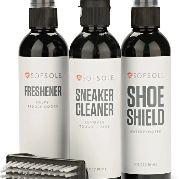 Sof Sole Shoe Care Kit with Cleaner, Shoe Shield Waterproofer and Scrub Brush for Sneakers and Boots