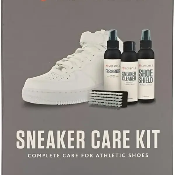 Sof Sole Shoe Care Kit with Cleaner, Shoe Shield Waterproofer and Scrub Brush for Sneakers and Boots
