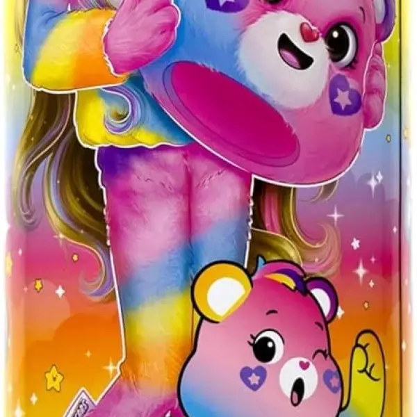 Barbie Cutie Reveal Care Bears Doll & Accessories, Series 2 Togetherness Bear with 10 Surprises Including Color Change & Mini Bear