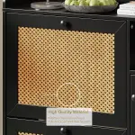 Black Shoe Cabinet with 3 Flip Drawers and PE Rattan Doors Narrow Entryway Shoe Storage Organizer with Adjustable Shelves for Apartment Hallway Foyer