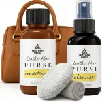 Leather Purse Cleaner & Conditioner Kit – 4pc Set with 4oz Cleaner, 4oz Conditioner, Microfiber Cloth & Applicator Sponge – Leather Bag & Handbag Care for Luxury Purses & Designer Bags