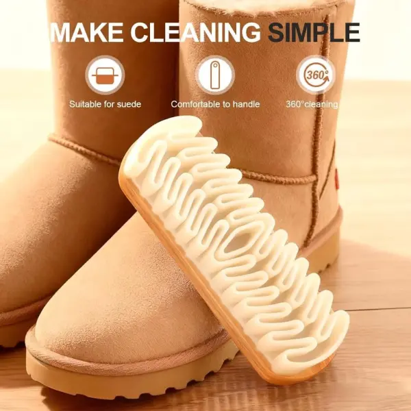 Suede Shoe Brush and Eraser,2 in 1 Scrub Suede Shoe Brush, Rubber Polish Eraser with Soft Plastic Bristles for Nubuck Cleaning (Wood Handle/3pcs)