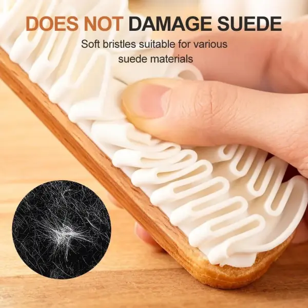 Suede Shoe Brush and Eraser,2 in 1 Scrub Suede Shoe Brush, Rubber Polish Eraser with Soft Plastic Bristles for Nubuck Cleaning (Wood Handle/3pcs)