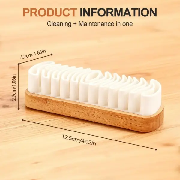 Suede Shoe Brush and Eraser,2 in 1 Scrub Suede Shoe Brush, Rubber Polish Eraser with Soft Plastic Bristles for Nubuck Cleaning (Wood Handle/3pcs)