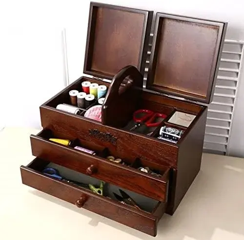 Sewing Box with Drawers - Portable Sewing Basket for Easy Organization and Carrying - Ideal for Home and Embroidery Tools