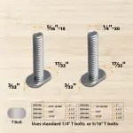 POWERTEC 72141 36"x4 Universal T track with 1 Pc 3" T track Flip Stop for Woodworking, Double-Cut Profile T track with Fence Flip Stop