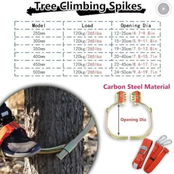 Adjustable Climbing Shoes for Tree Work and High-Altitude Tasks, Comfortable Design,Crafted from Carbon Steel (450mm)