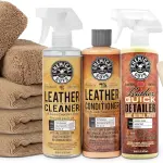 Chemical Guys Leather Cleaner and Conditioner Detailing Kit - Leather Care Kit For Natural, Synthetic, Faux, Pleather, and More for Car Interiors, Apparel, Furniture, Boots & Accessories - 9 Items