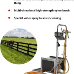 Stainless Steel Boot Scrubber with Water Spray Gun, Automatic Mud Remover & Footwear Cleaner, Heavy-Duty Shoe Brush for Livestock Farms & Outdoor Use