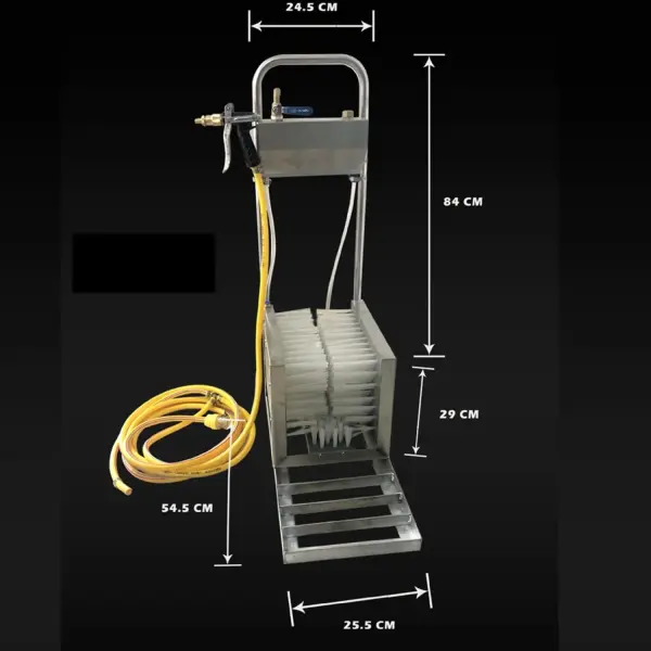 Stainless Steel Boot Scrubber with Water Spray Gun, Automatic Mud Remover & Footwear Cleaner, Heavy-Duty Shoe Brush for Livestock Farms & Outdoor Use