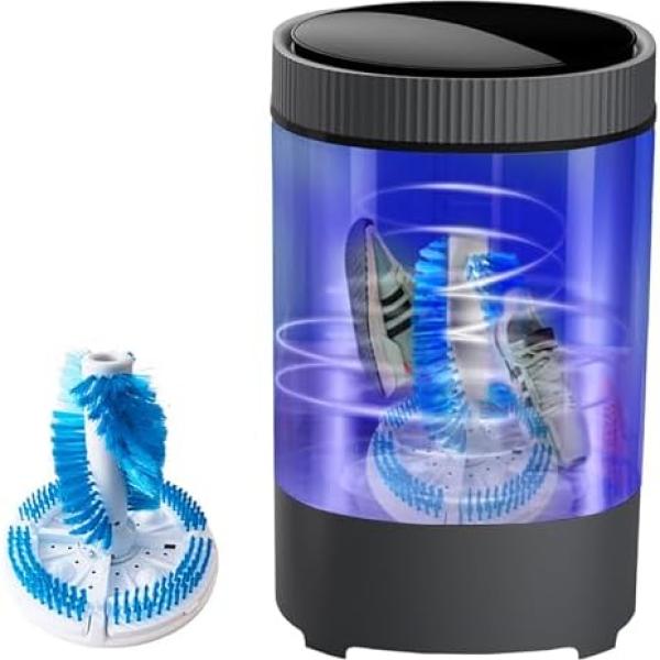 Cact Portable Semi-Automatic Shoe Washing Machine - Compact Shoe Cleaner with Removable Soft Brush, Ideal for Apartments, Dorms & RVs, Efficient, Easy to Use, White