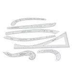 Generic 7Pcs Sewing Ruler Tailor Set, Clear High Accuracy Scale Acrylic Clothing Ruler, Pattern Drafting Tool with Transparent Fashion Design, Ideal for Sewing & Tailoring