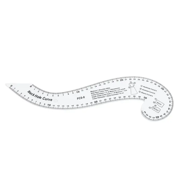 Generic 7Pcs Sewing Ruler Tailor Set, Clear High Accuracy Scale Acrylic Clothing Ruler, Pattern Drafting Tool with Transparent Fashion Design, Ideal for Sewing & Tailoring