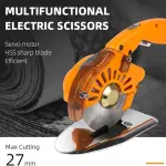 Electric Fabric Cutter - 5 Speed Adjustable Fabric Scissor, Ergonomic Handle + Safety Lock, Leather Multi-Layer Fabric Cutter, Round Knife Cloth Cutting Machine - Cloth,