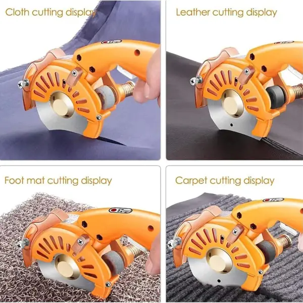 Electric Fabric Cutter - 5 Speed Adjustable Fabric Scissor, Ergonomic Handle + Safety Lock, Leather Multi-Layer Fabric Cutter, Round Knife Cloth Cutting Machine - Cloth,