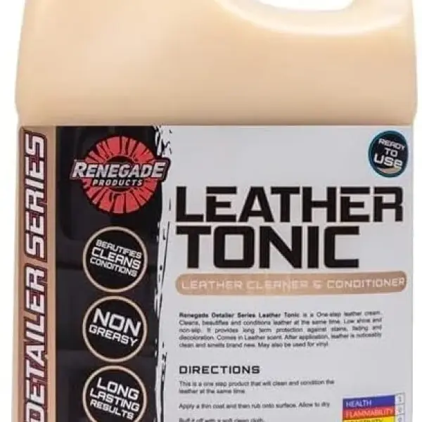 Renegade Products Leather Tonic - Premium Leather Cleaner & Conditioner | Cleans, Beautifies & Protects Leather Seats, Interiors, Shoes & Furniture | Non-Greasy, Long-Lasting Finish (1 Gallon)