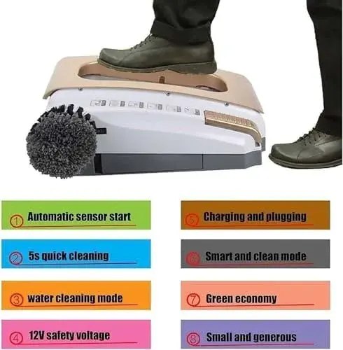 Automatic Electric Shoe Cleaning Brush - Self-Cleaning Boot Scraper with Water Reservoir & Battery | Quick 5-Second Dust Removal | Low Noise Shoe Cleaner (Rojo)