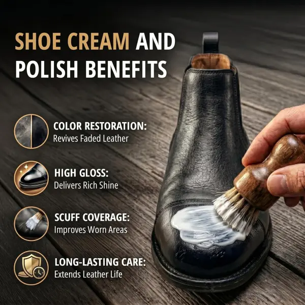 Eagle Shoe Cream Polish Kit – 3 Piece Boot & Shoe Polish with Shoe Cream, Shine Cloth & Applicator