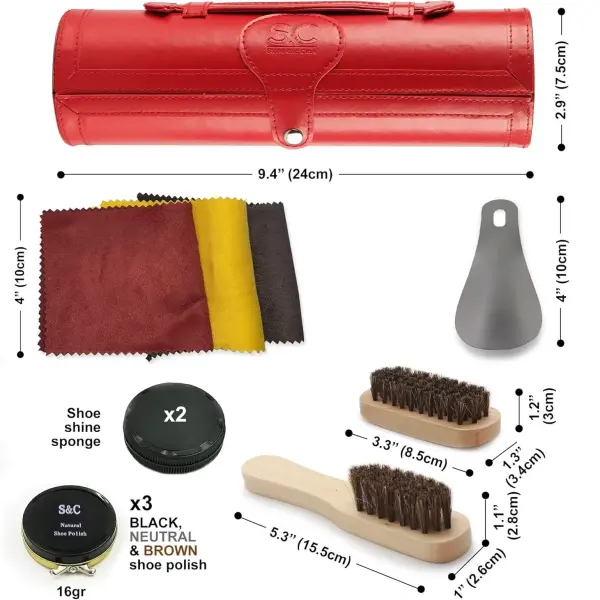 Stone and Clark Original Shoe Polish & Care Kit - Leather Shoe Shine Kit for Men & Women