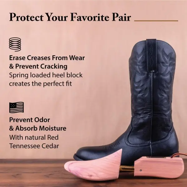 FootFitter Western Cedar Boot Tree for Cowboy Boots, Shoe Trees for Men & Women, USA-Grown Cedar Preserves Shape & Freshness