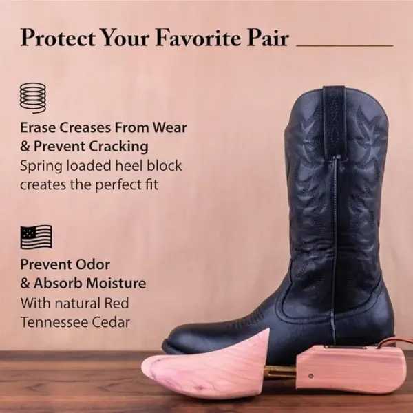 FootFitter Western Cedar Boot Tree for Cowboy Boots, Shoe Trees for Men & Women, USA-Grown Cedar Preserves Shape & Freshness