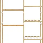 Natural Bamboo Clothes Rack 39.4 in x 19.7 in x 72.6 in, Ample Storage for Clothes Shoes Accessories, Durable Minimalist Design for Bedroom Hallway, Easy Care with Damp
