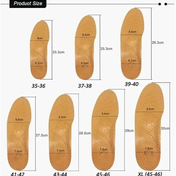 JSEIAJB Leather Orthotic Insole for Flat Feet Support Orthopedic Shoes Sole Insoles for Suitable Men Women