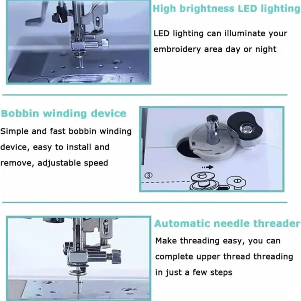 Automatic Sewing Machine Electric Embroidery Machine 96Built-in Designs DIY Embroidery Tool, with 4" x 9.2" Embroidery Area and LCD Touch Screen