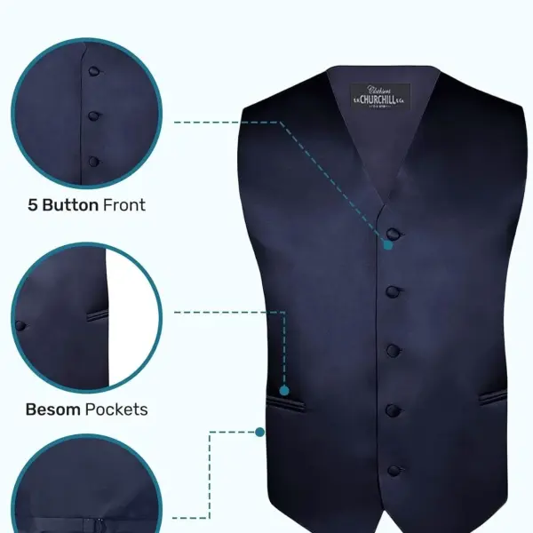 S.H. Churchill & Co. Men's 4 Piece Vest Set, with Bow Tie, Neck Tie & Pocket Hankie