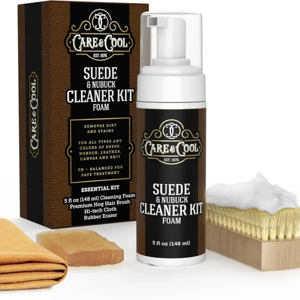 Care & Cool Suede and Nubuck Cleaner Foam Kit (5 oz) - Revitalizes and Refreshes Shoes, Boots, Clothes, and Furniture