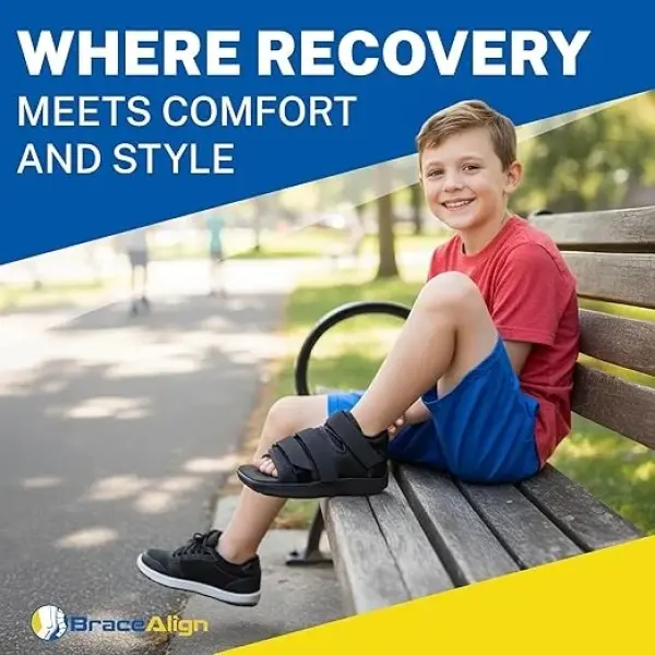 Pediatric Post Op Shoe for Kids – Recovery Shoe for Children with Square Toe, Rocker Sole and Adjustable Straps for After Surgery Protection of Broken Toes or Foot Injuries L3260 (L -