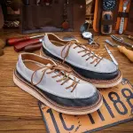 Men's Casual Stitching Design Anti-suede Brushed Leather Shoes Soft Sole Breathable Loose Flat Sole Suitable for Daily Wear Commuting