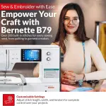 Bernette B79 Sewing Embroidery Machine Combo | Touchscreen LCD Display | Includes $500 Embroidery Kit | Quilting Presser Feet Bobbins Needle Threader LED Light