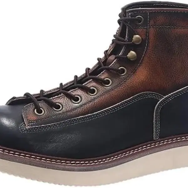 Men's Workwear High-top Board Shoes Brushed Color Design Lace-up Oxford Boots Suitable For Daily Work And School Soft Sole Versatile Casual