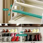 YITAHOME Farmhouse Shoe Cabinet with 2 Flip Drawers, Wood Shoe Rack w/Adjustable Shelves and Open Storage, Rustic Entryway Organizer for Hallway, Foyer, Porch, Living Room, White