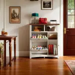 YITAHOME Farmhouse Shoe Cabinet with 2 Flip Drawers, Wood Shoe Rack w/Adjustable Shelves and Open Storage, Rustic Entryway Organizer for Hallway, Foyer, Porch, Living Room, White