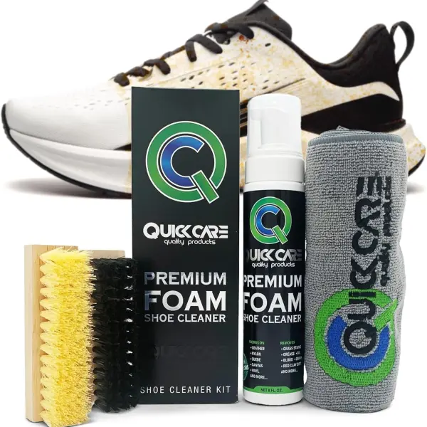 Premium Foam Shoe Cleaner Kit with Brush, Towel, and Protector for Sneakers, Shoes, Leather, Suede, Boots, and White Sole Cleaning, 8 oz