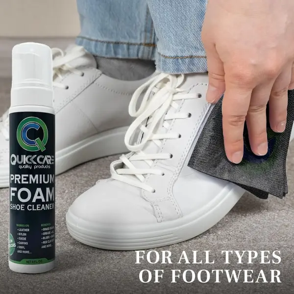 Premium Foam Shoe Cleaner Kit with Brush, Towel, and Protector for Sneakers, Shoes, Leather, Suede, Boots, and White Sole Cleaning, 8 oz