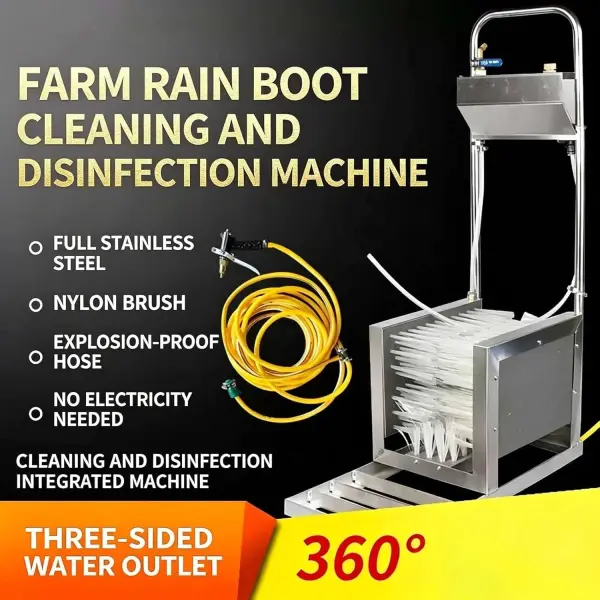 Livestock Farm Boot Washer, Stainless Steel Farm Boot Scrubbers with a Water Gun and a 10-Meter-Long Water Hose, Remove Dust Snow Mud, for Livestock Farm