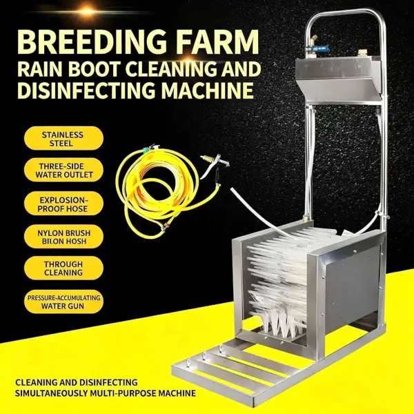 Livestock Farm Boot Washer, Stainless Steel Farm Boot Scrubbers with a Water Gun and a 10-Meter-Long Water Hose, Remove Dust Snow Mud, for Livestock Farm