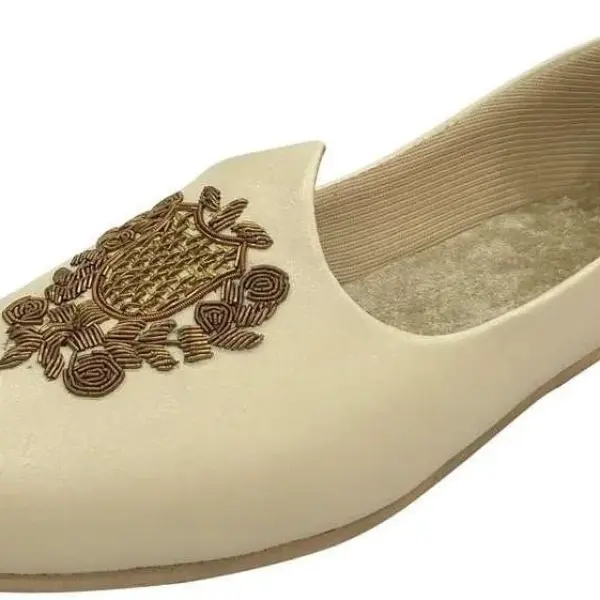 Men's Punjabi Jutti Cream Loafers Slip On Flats Shoes Ethnic Handmade Sherwani Mojari Indian Juti