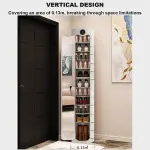 Round Shoe Rack Storage Shoe Storage Rotating Shoe Rack with Doors Modern Free Standing Shoe Organizer Rack (Silver Brushed 40x40x113cm)