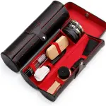 Shoe Shine Kit for Leather Shoes & Boots – 9 Piece Shoe Care Kit for Cleaning, Polishing & Restoration with Horsehair Brush, Shoe Polish, Cloth, Shoehorn & Travel Case for Leather Care