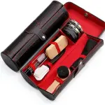 Shoe Shine Kit for Leather Shoes & Boots – 9 Piece Shoe Care Kit for Cleaning, Polishing & Restoration with Horsehair Brush, Shoe Polish, Cloth, Shoehorn & Travel Case for Leather Care