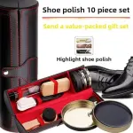 Shoe Shine Kit for Leather Shoes & Boots – 9 Piece Shoe Care Kit for Cleaning, Polishing & Restoration with Horsehair Brush, Shoe Polish, Cloth, Shoehorn & Travel Case for Leather Care