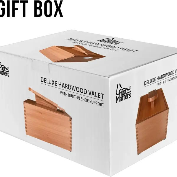 FOOTMATTERS Shoe Shine Valet Box - Hardwood Boot & Shoe Care