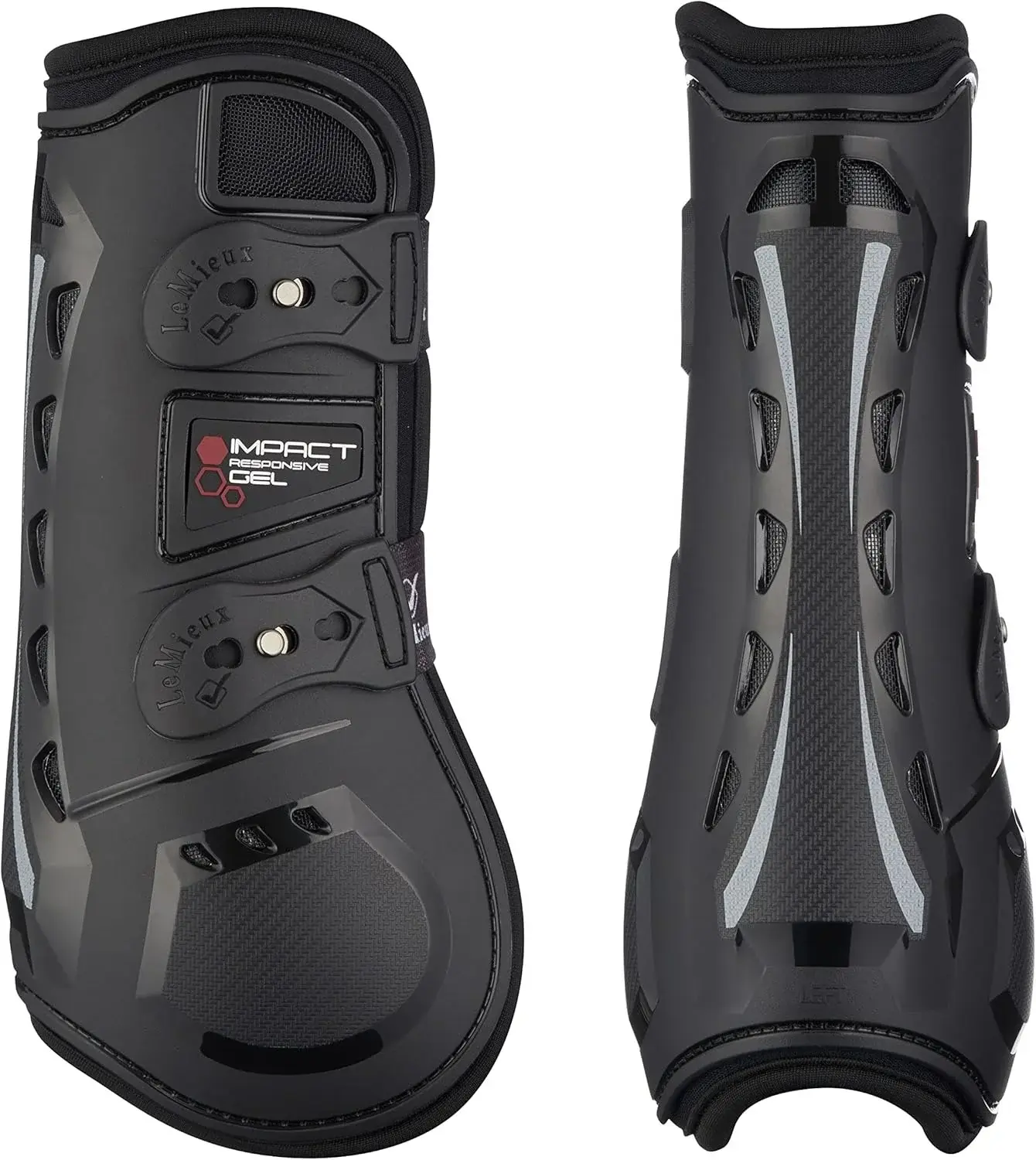 LeMieux Impact Responsive Horse Tendon Boots - Protective Gear and Training Equipment - Equine Boots, Wraps & Accessories - Tendon Protection and Support (Black/Large)