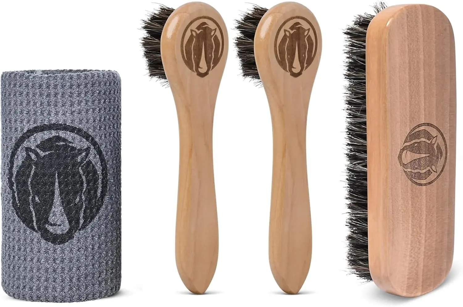 Rhino Wax - Horse Hair Brushes - Ideal for Boot or Shoe Brushes - Soft Non-Scratching Horsehair Bristles - Comfy Hard Wood Handle for Cleaning, Polishing, Shining Leather Boots or Shoes