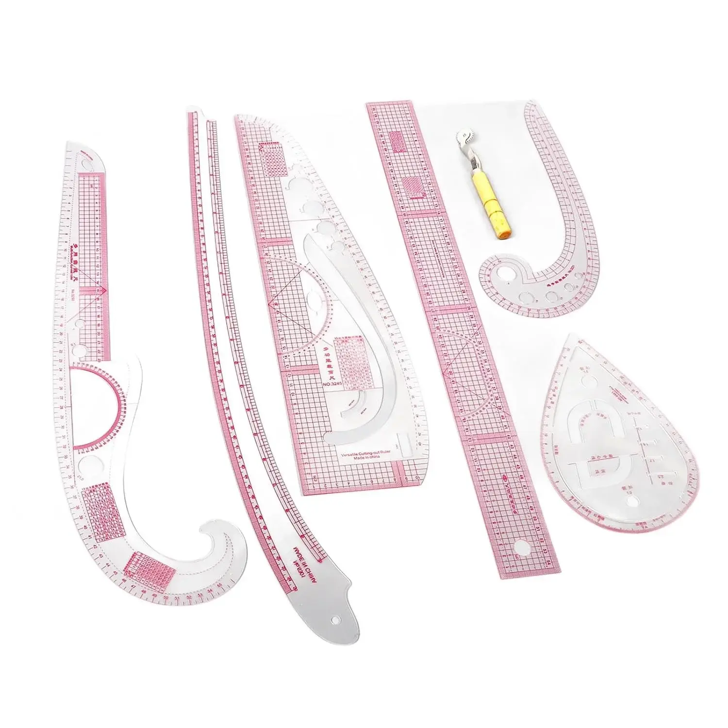 7pcs French Curve Ruler Set High Accuracy Complete Tools Sewing Rulers Set with Scale for Beginners Tailors Pattern Making