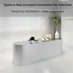 Retail Display Table with Brushed Stainless Steel Oval Base, Oval Shoes Display Stand & Reception Desk Includes Spacious Stainless Steel Countertop for Shopping Mall,51.18IN
